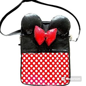 Disney Parks D-Tech Minnie Mouse Sequin Padded Tablet Carrying Crossbody Bag